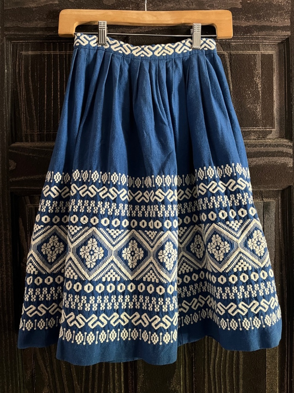 Mexican Blue/White Embroidered Skirt